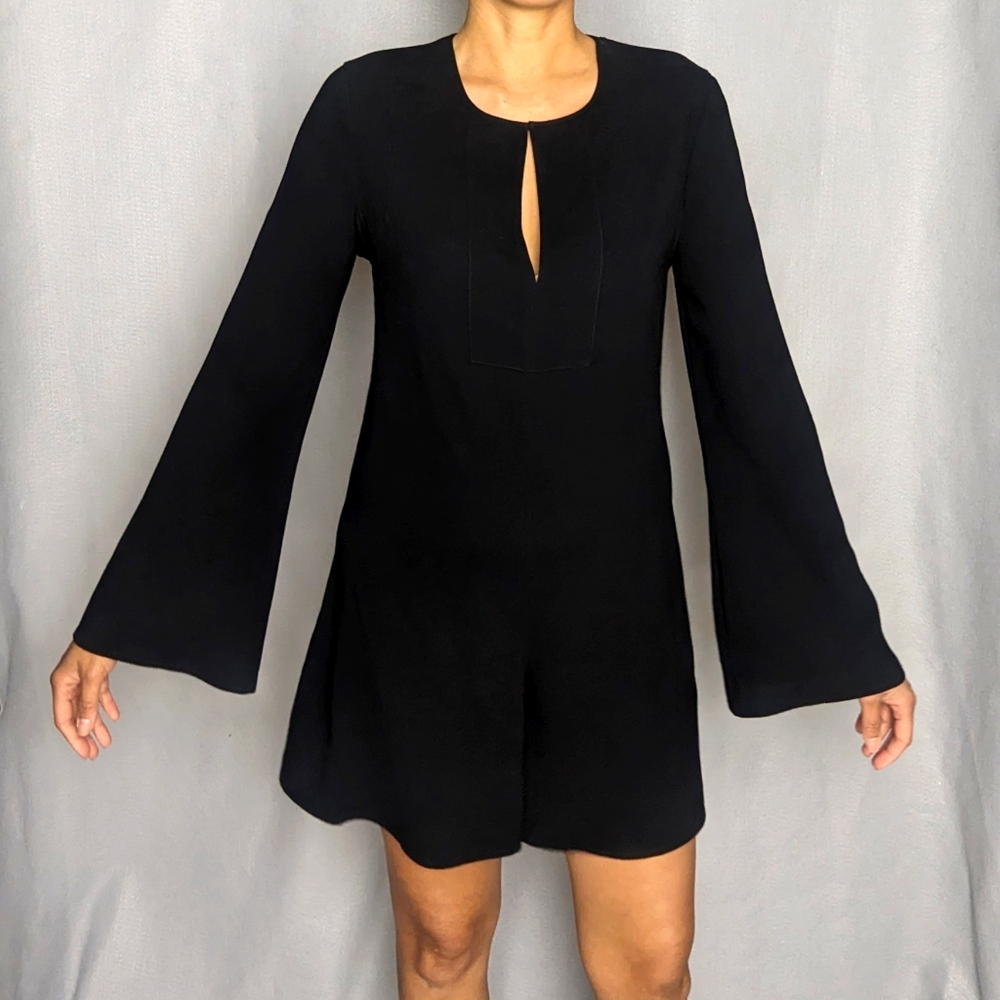 NWOT BCBG MaxAzria romper with flair sleeves and lace back
